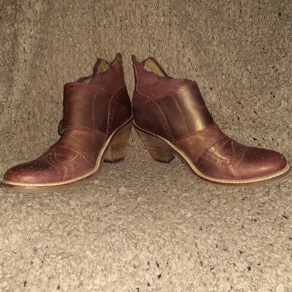 DKODE-Daphne-Brick Red/Bronze Shimmer Leather-Back Zip-Dbl Monk Strap-Sz 39-EX - Picture 4 of 10